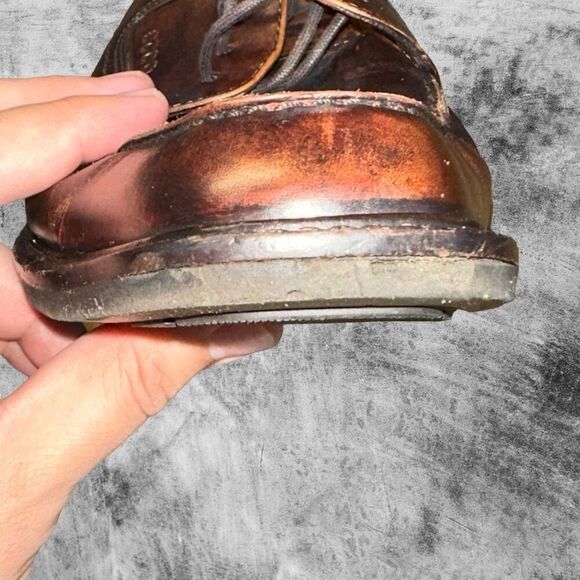 Ecco Oxford Mens Size 8-8.5 EU 42 Dress Shoe Berlin Brown Apron Toe - Picture 11 of 12